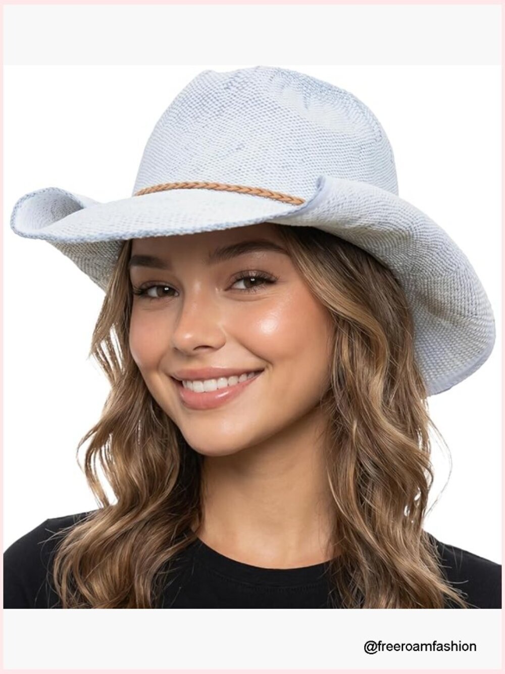 Packable Paper Straw Cowgirl Sun Hat - Ombre Western Beach Hat